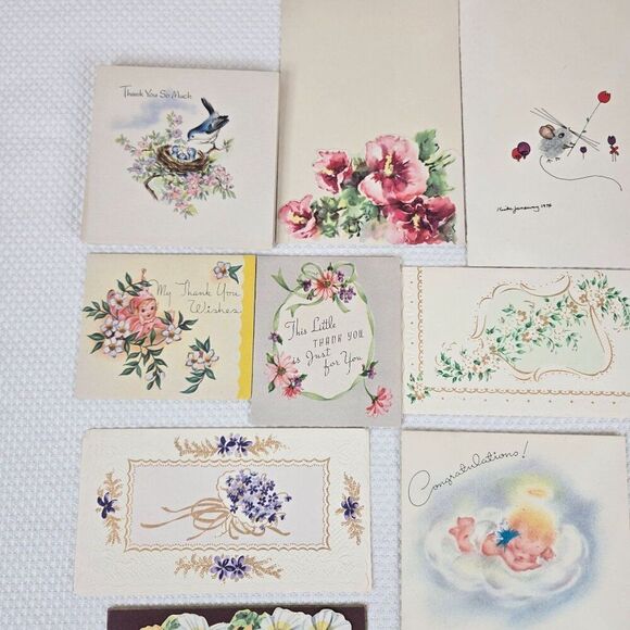 Vintage Lot 25 50s 60s Greeting Card Lot With Envelopes Floral Congratulations T - Picture 4 of 6